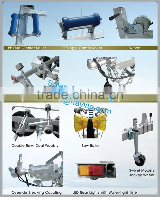 Galvanized stainless steel small or long boat trailer with roller