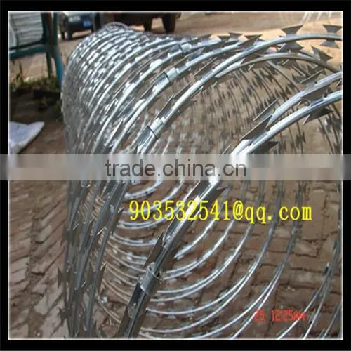 Hot dipped galvanized Concertina Razor barb wire with sharp blade for high security