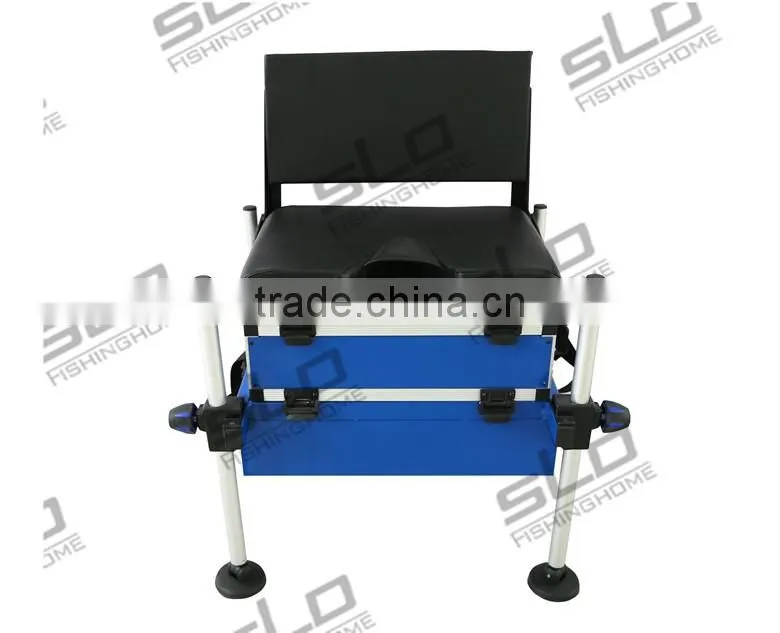 fishing tackle aluminum seat boxes with D25 adjustor leg with Back rest