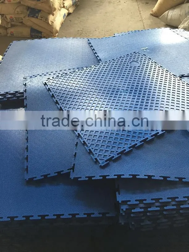 2016 hot sales interlocked heavy duty sturdy plastic garage floor tiles with texture top