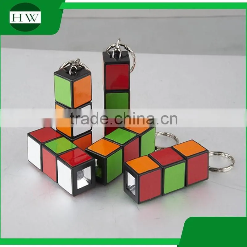 Magical Cube LED key flash light plastic Keychain Light