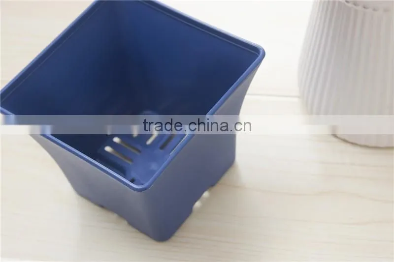 Plastic European Sqaure Pot Blue