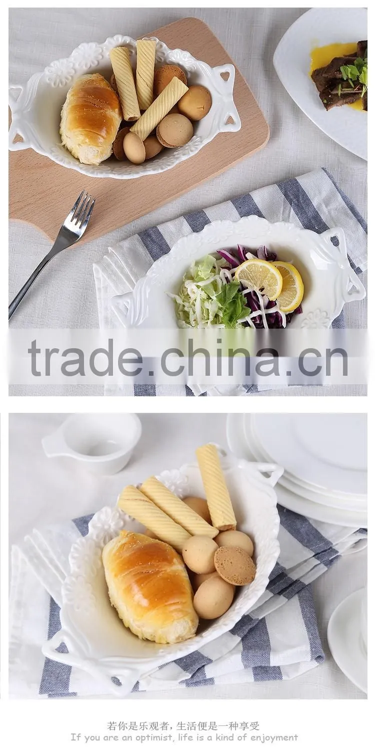wholesale 600ml cheap customized white ceramic baking sala bowl