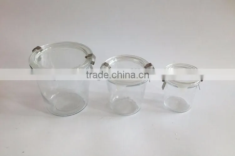 125ml 250ml 540ml lock lid glass jars with sealed silicone rubber gasket ring