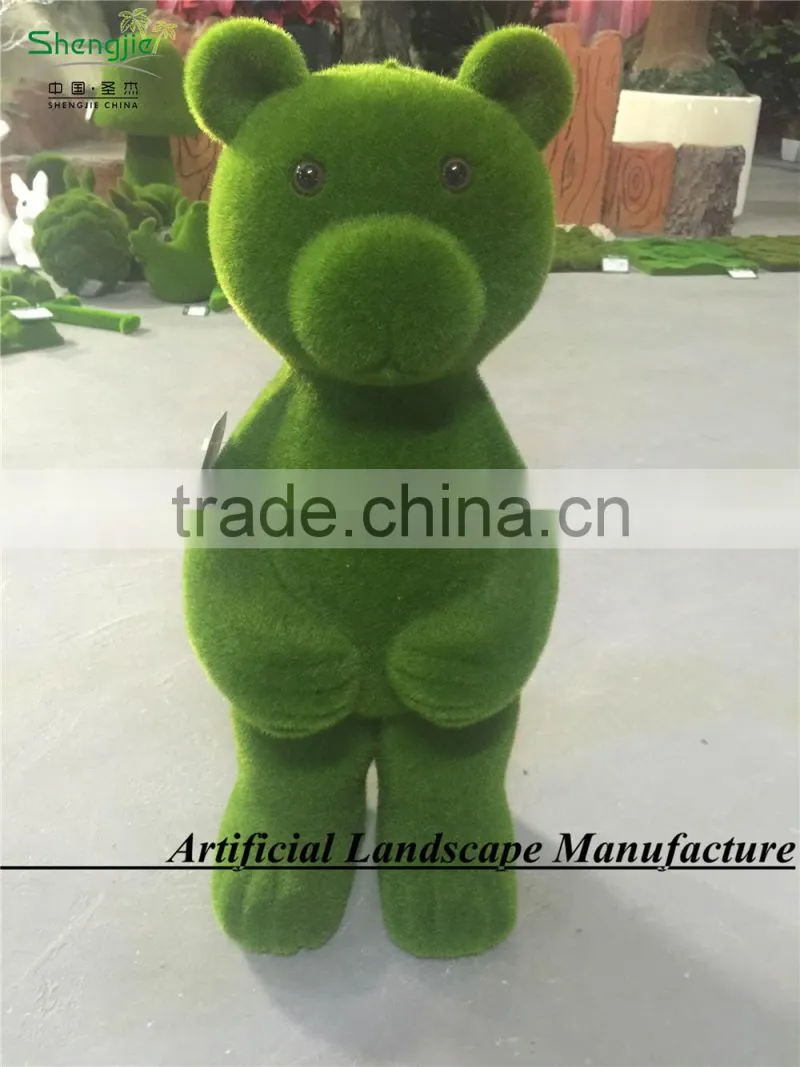 high quality green moss bear,fake green grass moss animal lovely moss in guangzhou