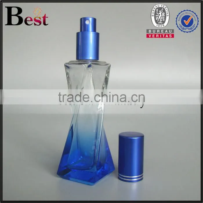 super high quality 50ml perfume spray bottle blue gradient color perfume spray bottle with aluminum cap