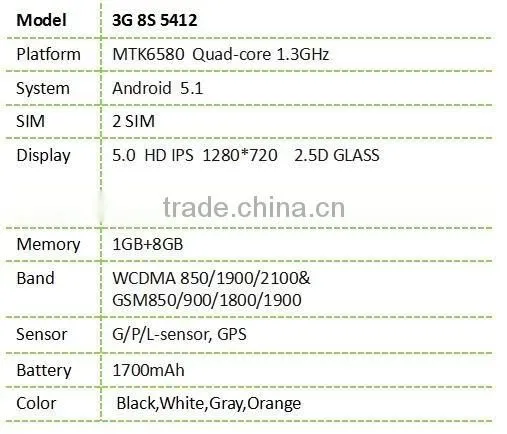8S mobile 3G 8S5412 5.0" custom android mobile phone