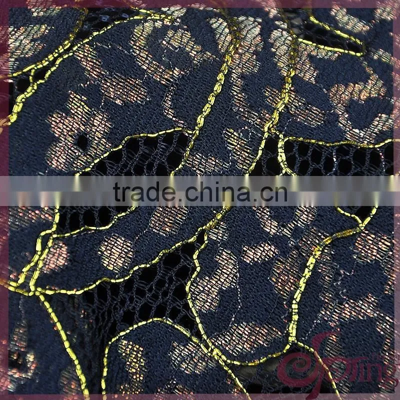 Jacuqard floral design metallic wholesale swiss lace fabric for dress/ tops