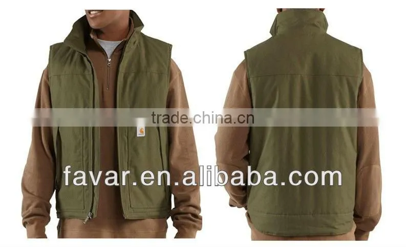 Men's sleeveless quilted cotton canvas waistcoat vest jacket workwear