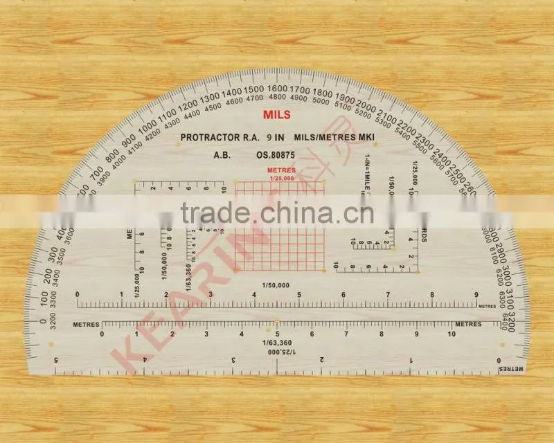 Kearing 9 inch High Quality Royal artillery military half moon protractor #KMP-3