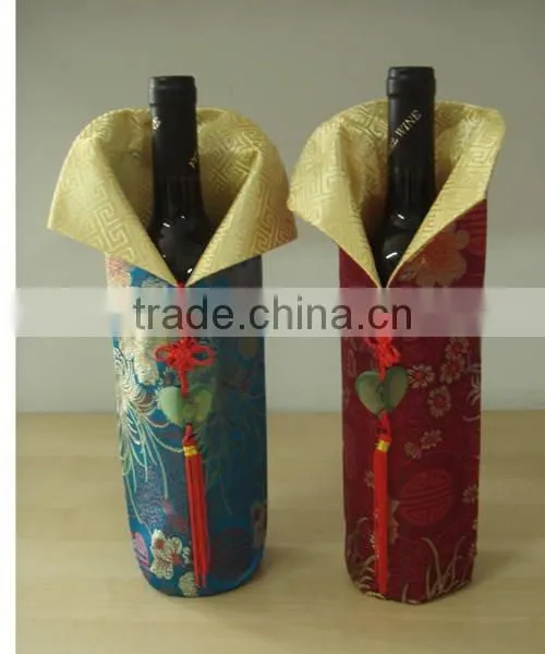 Satin wedding wine bottle cover bag