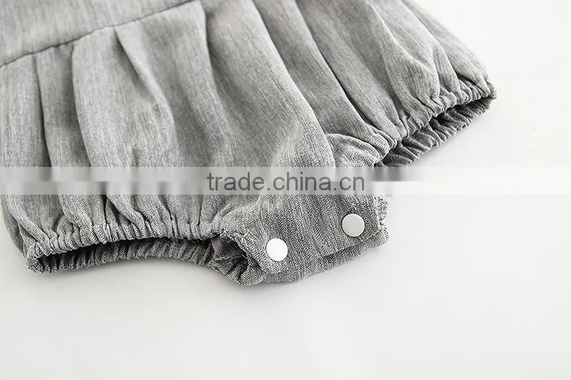 Custom design baby girl clothes summer kids short sleeve doll neck school frocks fashion rompers