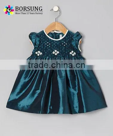 Baby Girls Boutique party dresses custom short sleeve smocking clothing for kids