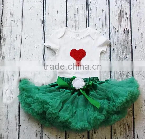 2015 Newest Christmas 100% Cotton Rose Flowers Pettiskirt Sets Kids TuTu Dress