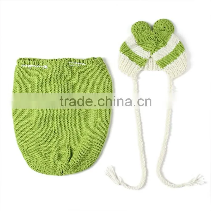 handmade crochet frog photography for infant clothes baby photography outfit baby photo props