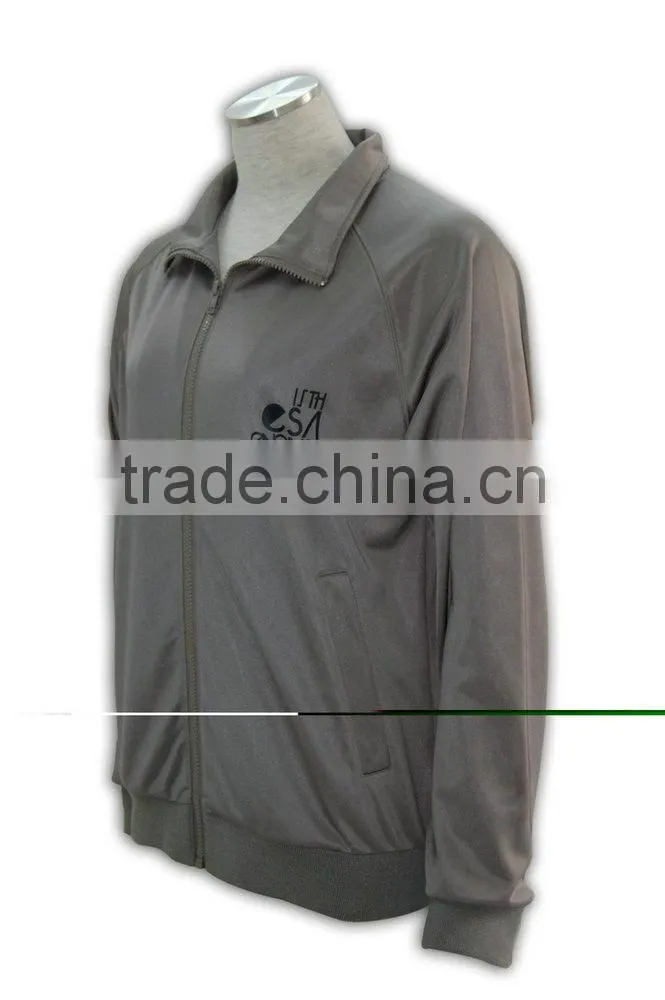 Logo printed Grey color zipper-up long sleeve sports jersey