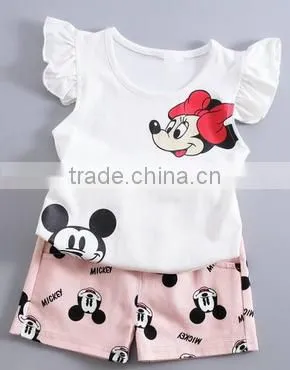 Girls clothing sets summer cute cartoon mouse pattern baby clothes romper