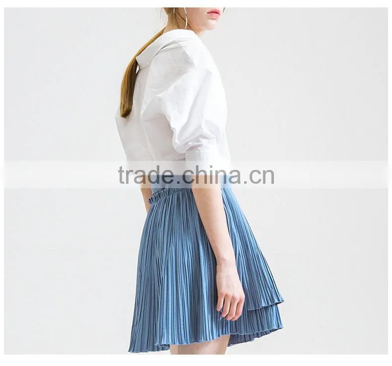 2016 Latest Fashion mini skirts oem chiffon women pleated skirt for wholesale