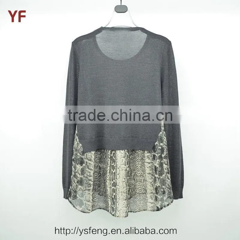 2015 New Fashion Design Of Hand Made Print Sweater For Women