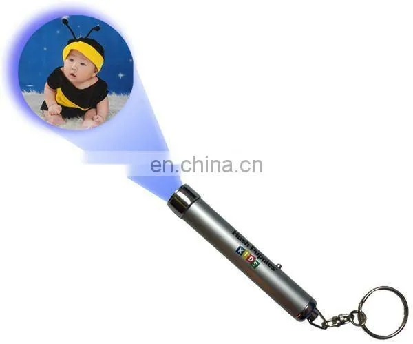 multicolor mini logo projector logo keyring led light keychain