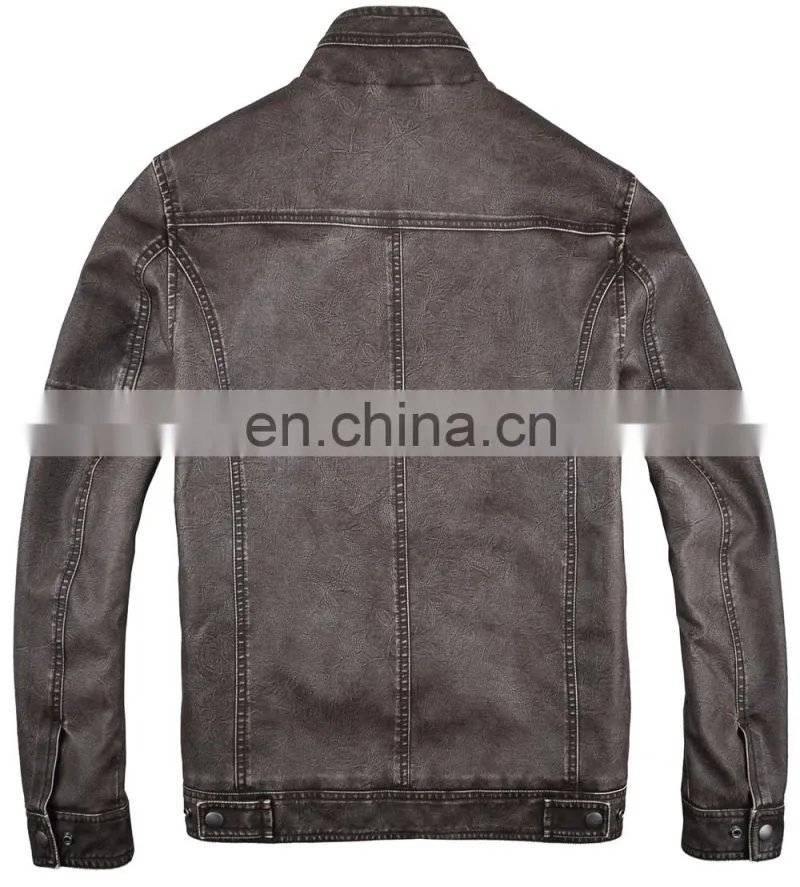 2015 lastest fashion mens hot selling garment dye leather jacket