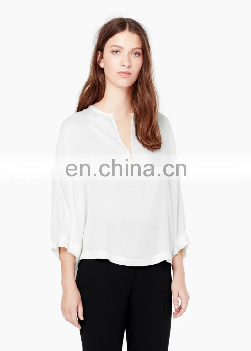 Alibaba China supplier latest style American stylish long sleeve high quality embroidery chiffon lady blouse