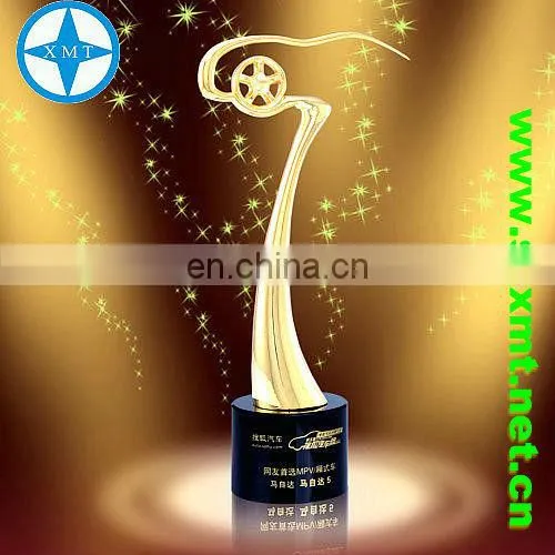 wholesale gold and silver plated zinc alloy metal twisted trophy