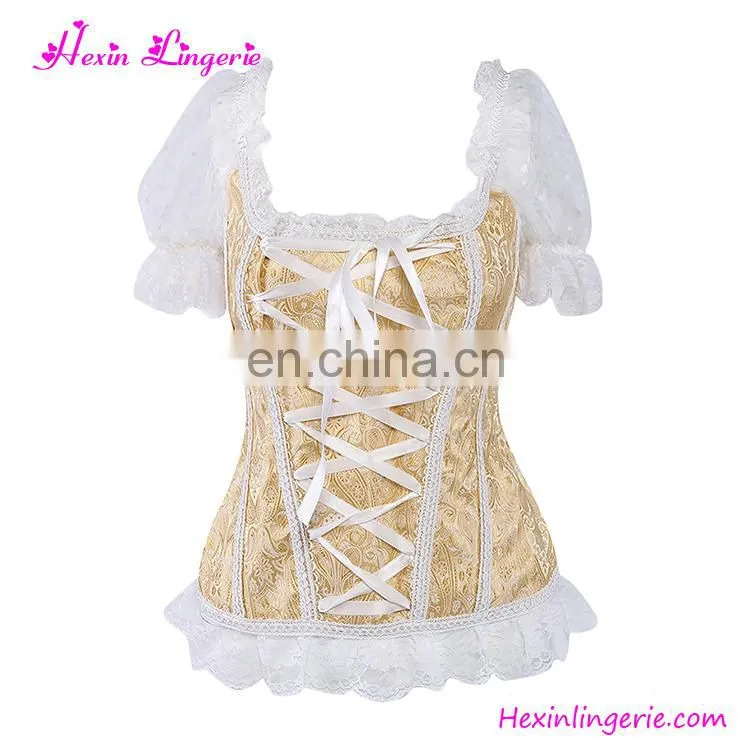Waist Slimming 10 Plastic Boned Yellow No Panties Shaper Corset Lingerie