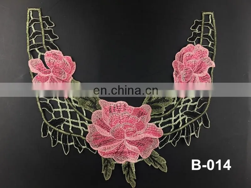 B-018 colorful collar tshirt design simple lace saree blouse back neck designs embroidery neck lace