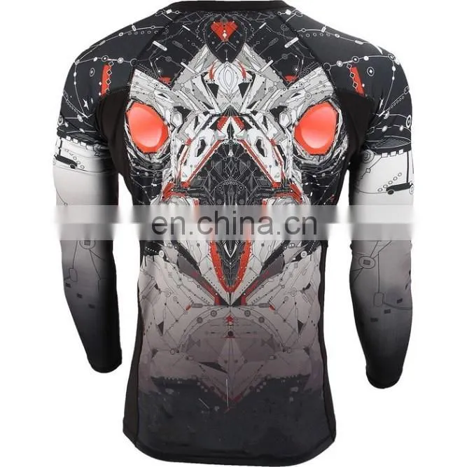 wholesale custom print long sleeve mma rash guards for men