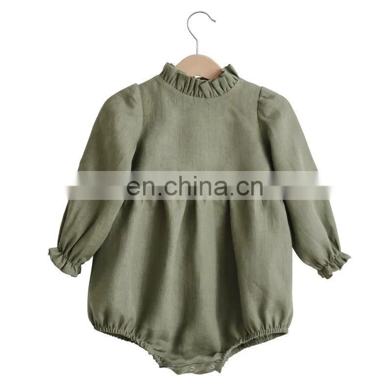 Baby Fashion Clothes Ruffle CollarPrincess Long Sleeve Linen Romper