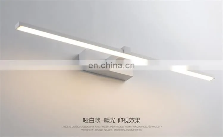 Modern long black white LED mirror cabinet light for bathroom hotel