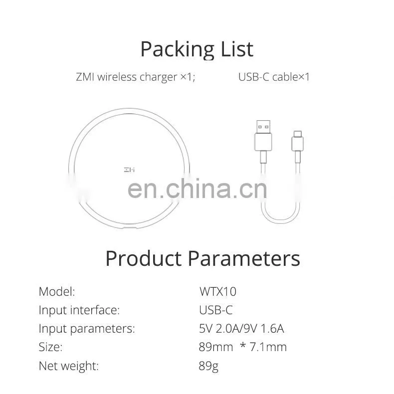 Original Xiaomi 10w Portable Fast Qi Mobile Phone ZMI Wireless Charger