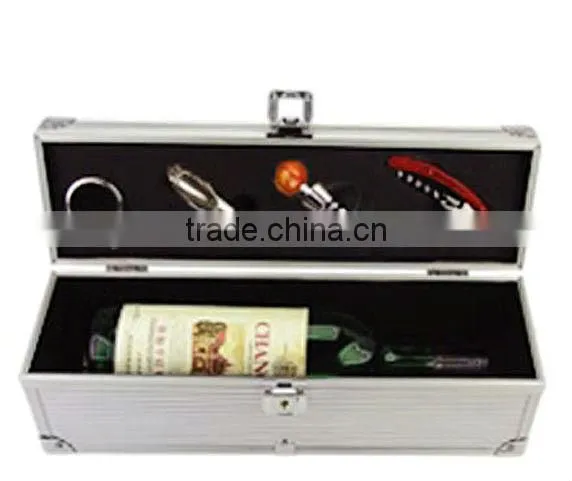 aluminum profile fireproof shell wine travel case with lock and handle