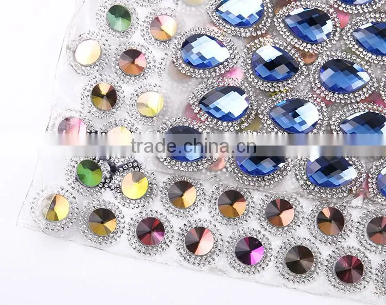 Shinning Hot Fix Big Glass Stone Roll Crystal Rhinestone Mesh