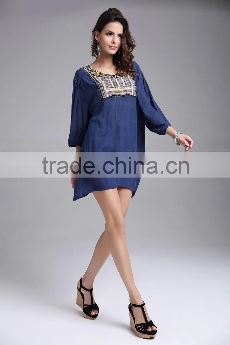 Ladies Large Size Neckline Beaded / Embroidered Blouse for Women