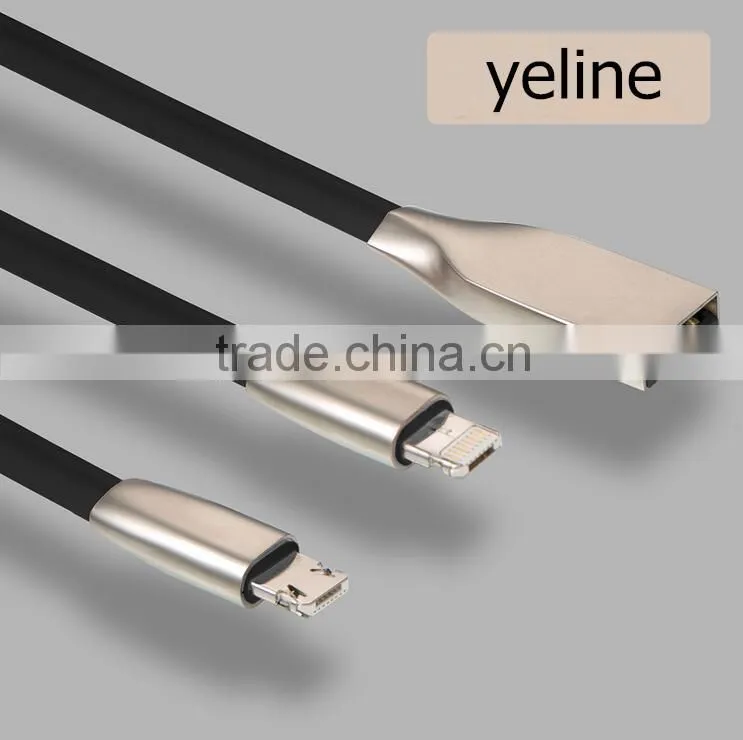 2016 popular stainless steel one side mic usb one side for iphpne data cable for oppo R9/N1/A53