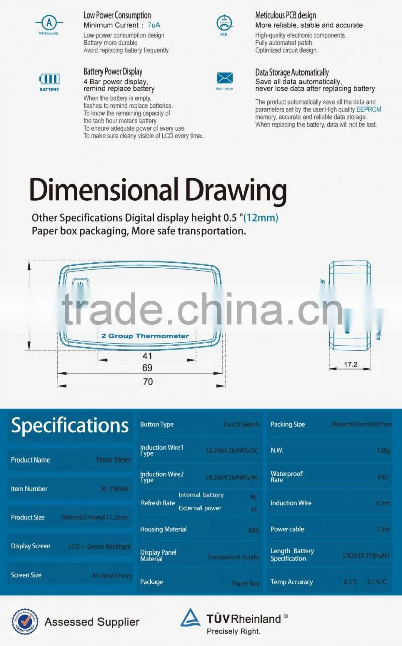 Digital thermometer temperature sensor for tractor ATV MARINE BOAT motorcycle generator water oil temperature