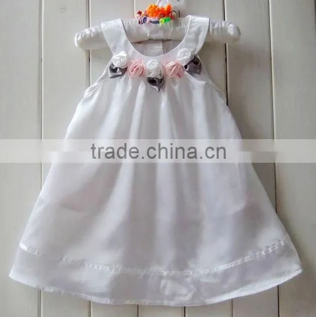 2015 Cute Baby Girl Summer Dress Infant Girls Broken Flower With Pearls Necklace