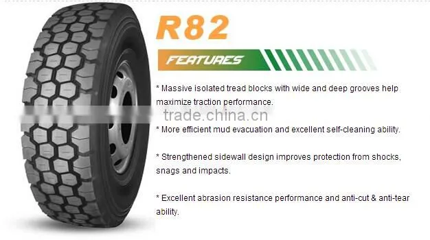 Best price Mixed terrain R82 truck & bus auto tire