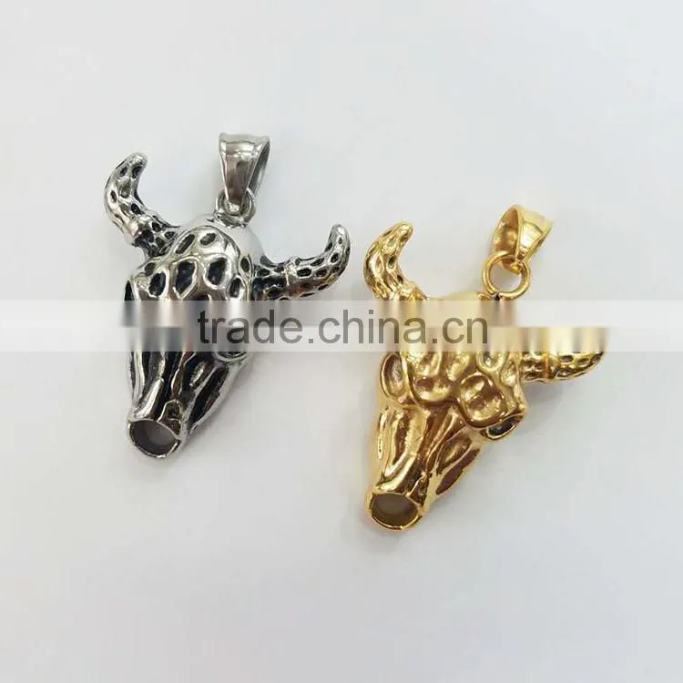 JF6950 Gold plated stainless steel bull pendant,metal ox pendant
