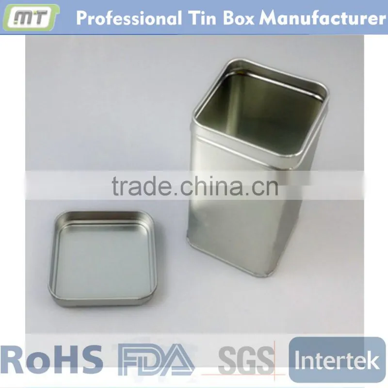 silvery square tea tin wholesale