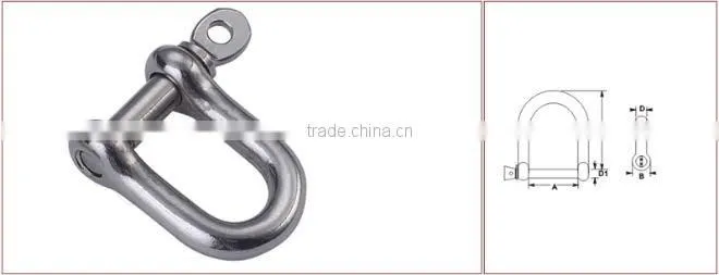Manufacturer Price Galvanized European Type Dee Drop Forged D Shackle 4-25mm in China rigging hardware