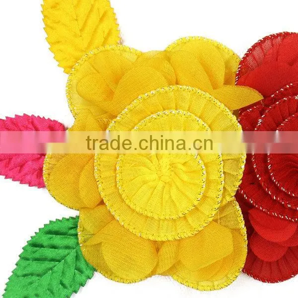 Garments accessories full colour chiffon flower fabric applique wholesale for clothes SDYX010