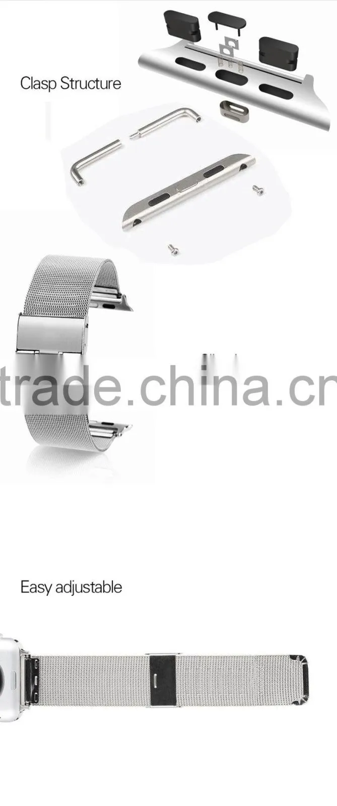 Shengo High Quality Genuine Stainless Steel Watch Strap For Apple Watch With Band Adapter