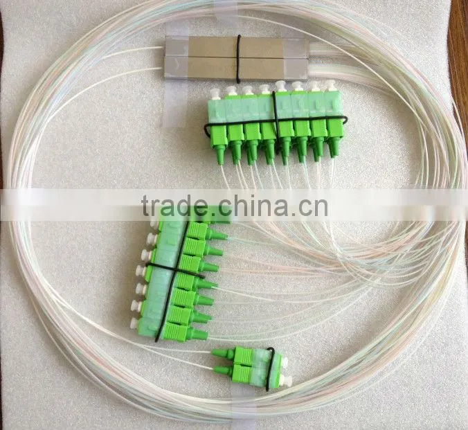 2*16 1260-1650nm Steel mini module type,0.9mm cable dia. 1.5m length,with SC/APC connector FTTH PLC Splitter