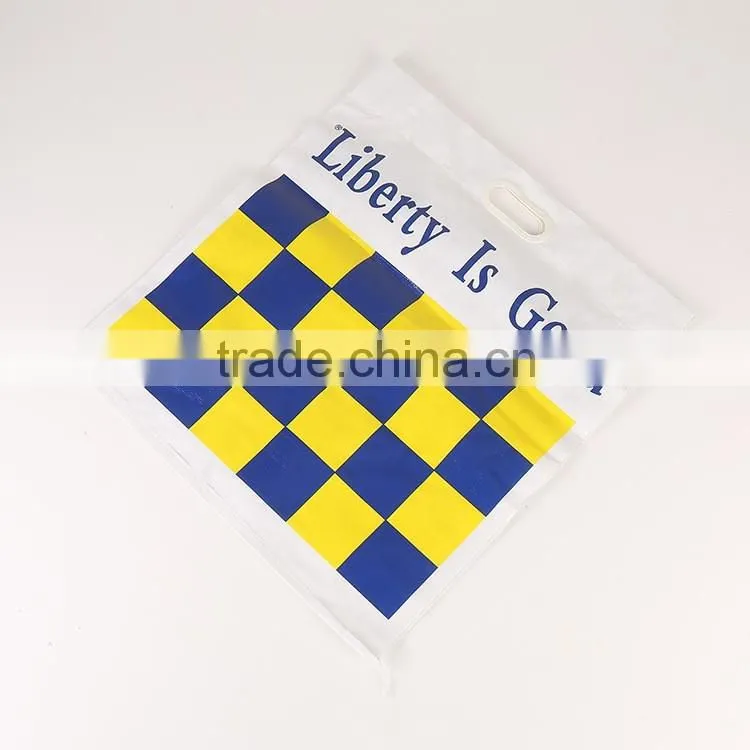 PP woven fabric with lamination shopping bag ,gift bag ,hole plastic handle ,with CMYK printing
