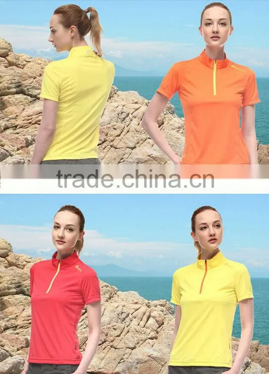 polyester short sleeve dry fit half zipper latest style shirt