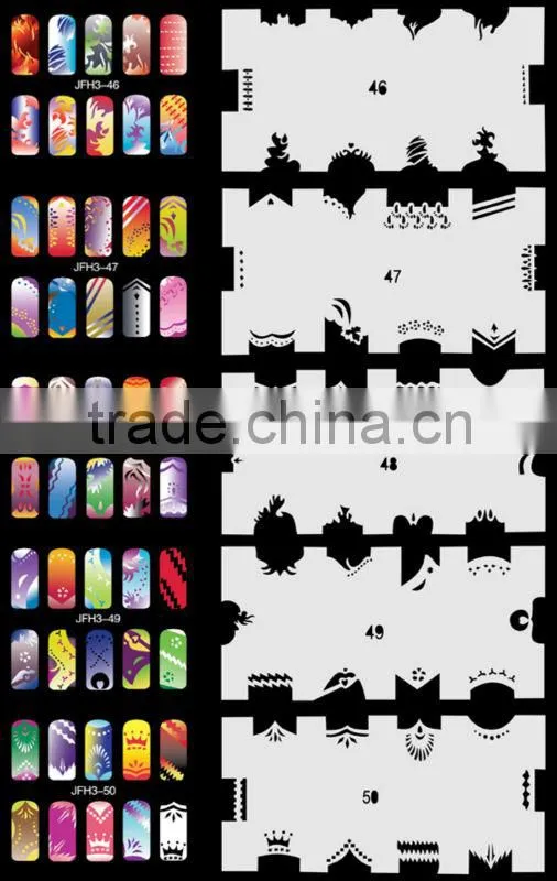 20 Sheets/Lot 240 Different Designs Airbrush Nail STENCIL Template Set No.3