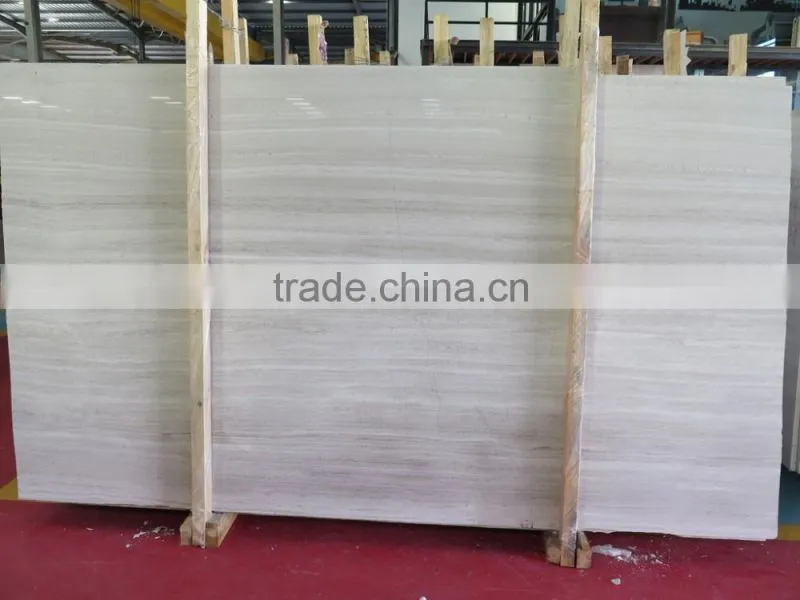 Chinese white wood veined marble slab